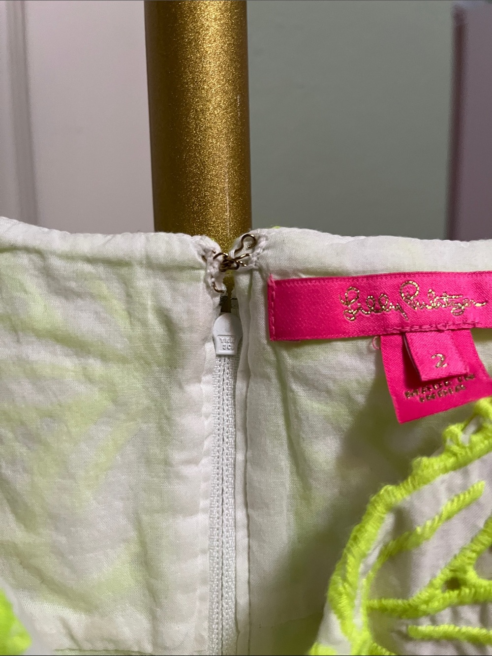 Lilly Pulitzer Neon Yellow and White Spaghetti Strap Lace Top Sz 2 NEW - Picture 3 of 7